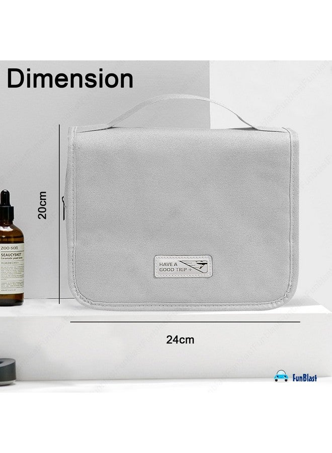 FunBlast Toiletry Organizer Pouch With Hook - Travel Accessories Kit for Men & Women, Shaving Kit, Cosmetics & Medicine Holder Bag (Grey) - Image 3