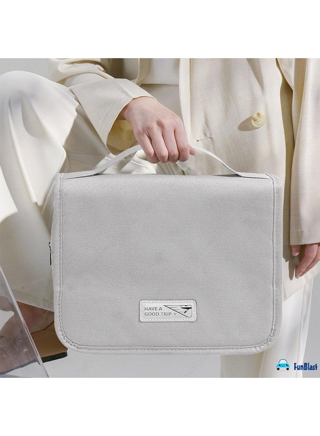 FunBlast Toiletry Organizer Pouch With Hook - Travel Accessories Kit for Men & Women, Shaving Kit, Cosmetics & Medicine Holder Bag (Grey) - Image 4