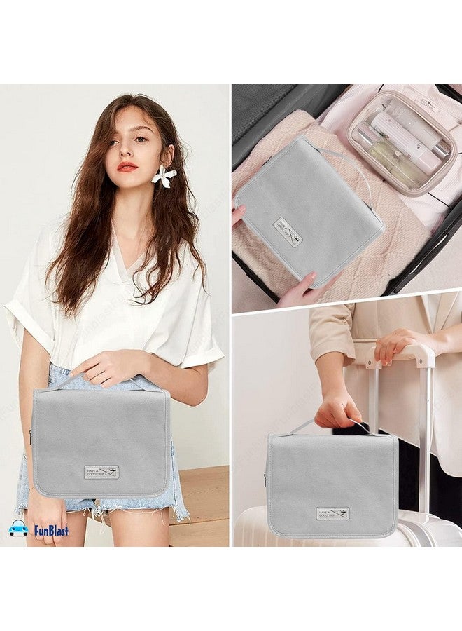FunBlast Toiletry Organizer Pouch With Hook - Travel Accessories Kit for Men & Women, Shaving Kit, Cosmetics & Medicine Holder Bag (Grey) - Image 2