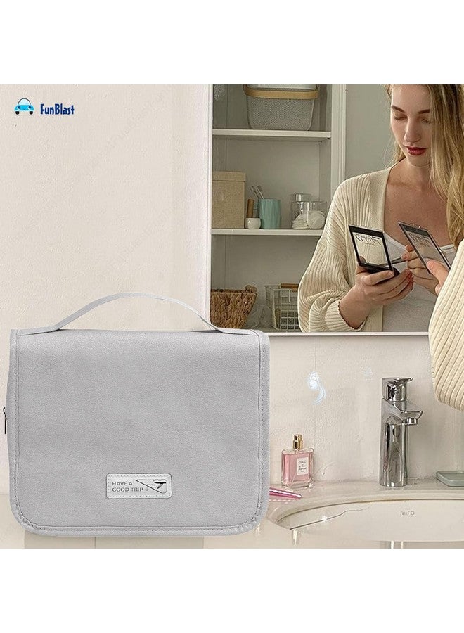 FunBlast Toiletry Organizer Pouch With Hook - Travel Accessories Kit for Men & Women, Shaving Kit, Cosmetics & Medicine Holder Bag (Grey) - Image 5