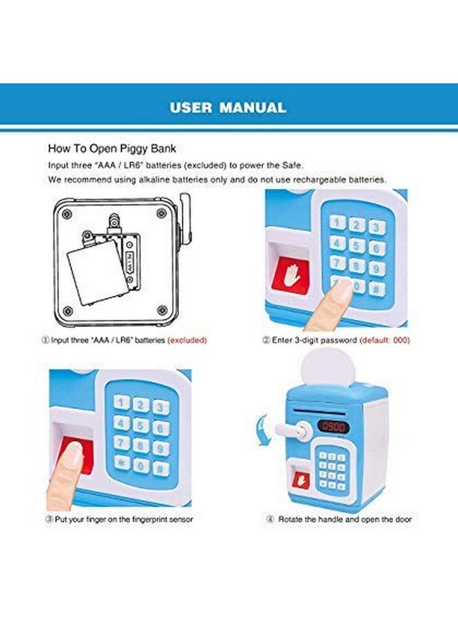 ماجيك واند خزنة نقود موسيقية للأطفال من ماجيك واند مزودة بمستشعر بصمة الإصبع وملصقات سوليتير 【أزرق كرتوني】【عبوة من قطعة واحدة】… - Image 5