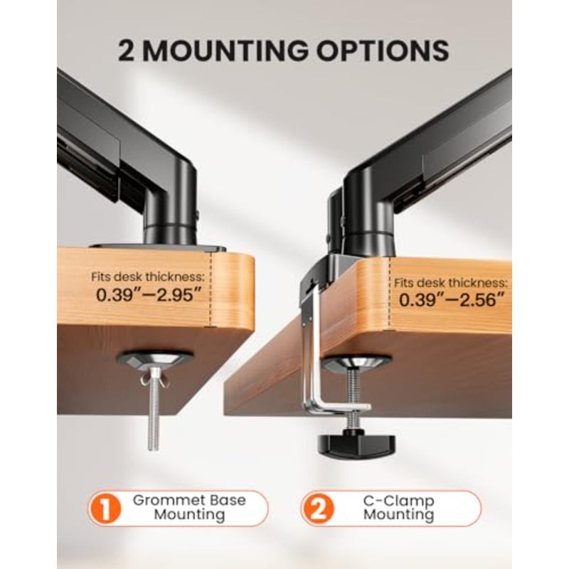 Dual Monitor Stand for office use, aluminum alloy, black, full adjustability and tool-free VESA mount - Image 3