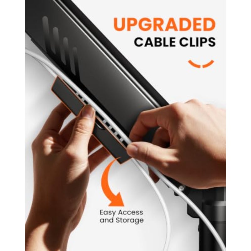 Dual Monitor Stand for office use, aluminum alloy, black, full adjustability and tool-free VESA mount - Image 5
