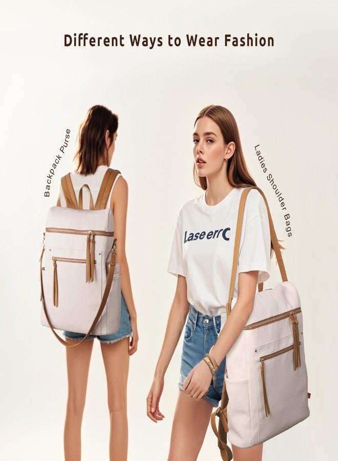 MEEJUNE Large Leather Backpack for Women Backpack Purse with Luggage Strap Crossdody Bag Travel Fashion Backpack Designer Ladies Shoulder bag with Adjustable Strap - Image 4