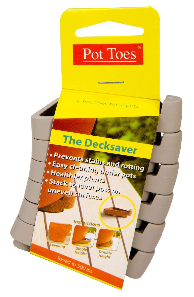 Bosmere Pot Toes, Plant Pot Risers for Indoor and Outdoor, Prevent Stains and Rotting on Wood, Cement, and Tile, Light Gray (Pack of 6),SPT-06LGCS - Image 1