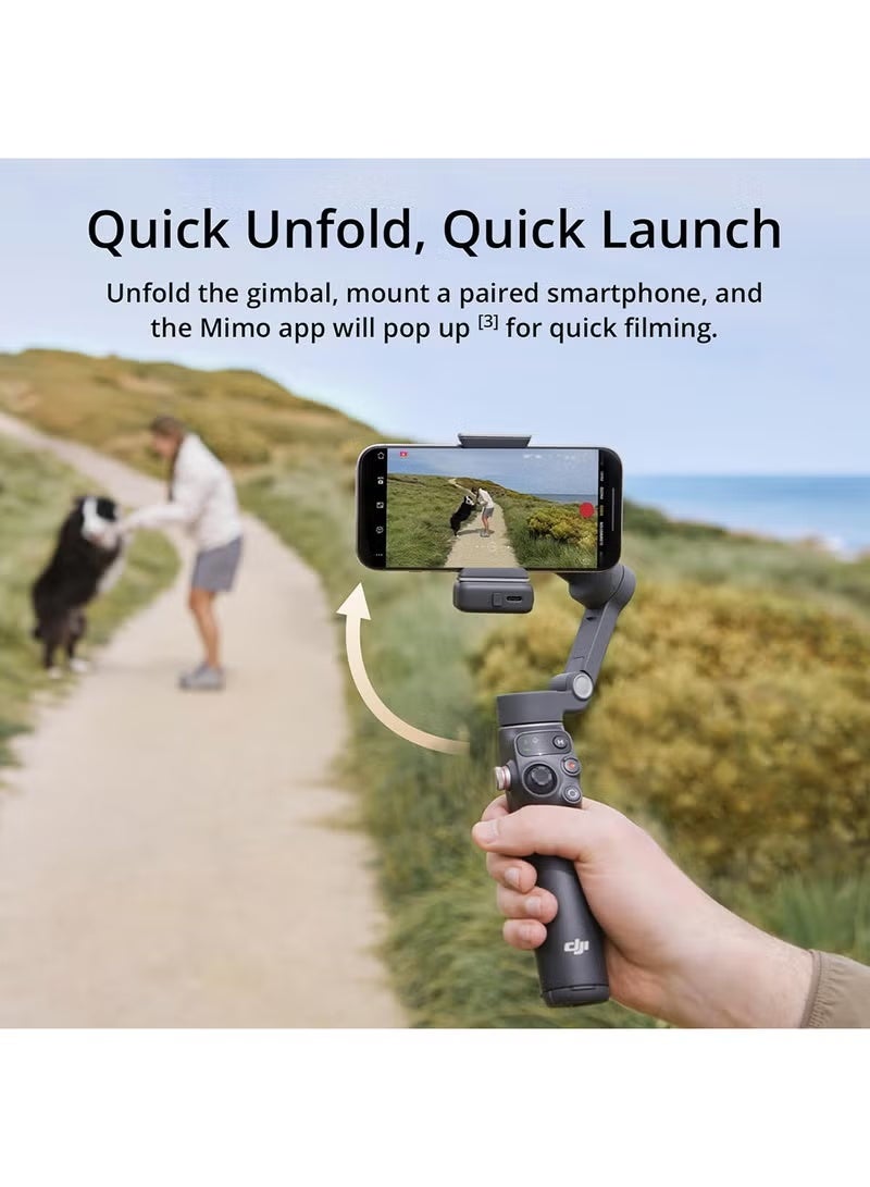 دي جي آي مثبت Osmo Mobile 7P Gimbal لأجهزة iPhone و Android، تتبع أصلي، إضاءة، مثبت ثلاثي المحاور للهاتف، تشغيل سريع، تحرير بنقرة واحدة، قضيب تمديد مدمج وحامل ثلاثي القوائم، 10 ساعات من الاستخدام، شحن الهاتف، لون أسود - Image 4