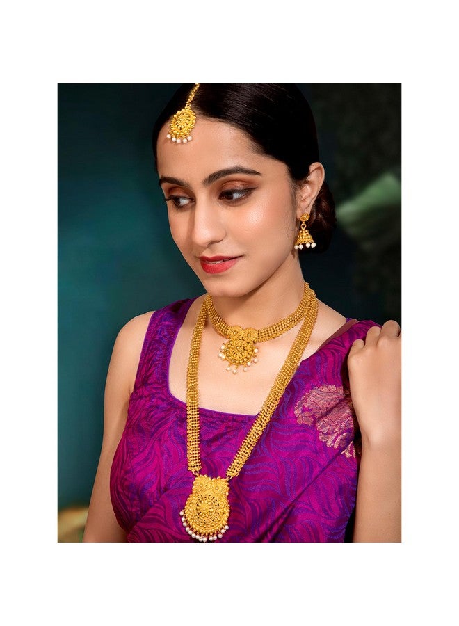 Peora Golden Indian Traditional Gold Plated Wedding Bridal Dulhan Jewellery Set Gift for Women Girls - Image 2