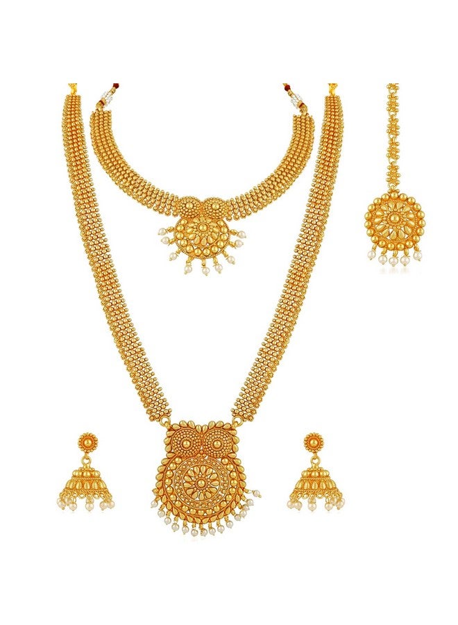 Peora Golden Indian Traditional Gold Plated Wedding Bridal Dulhan Jewellery Set Gift for Women Girls - Image 5