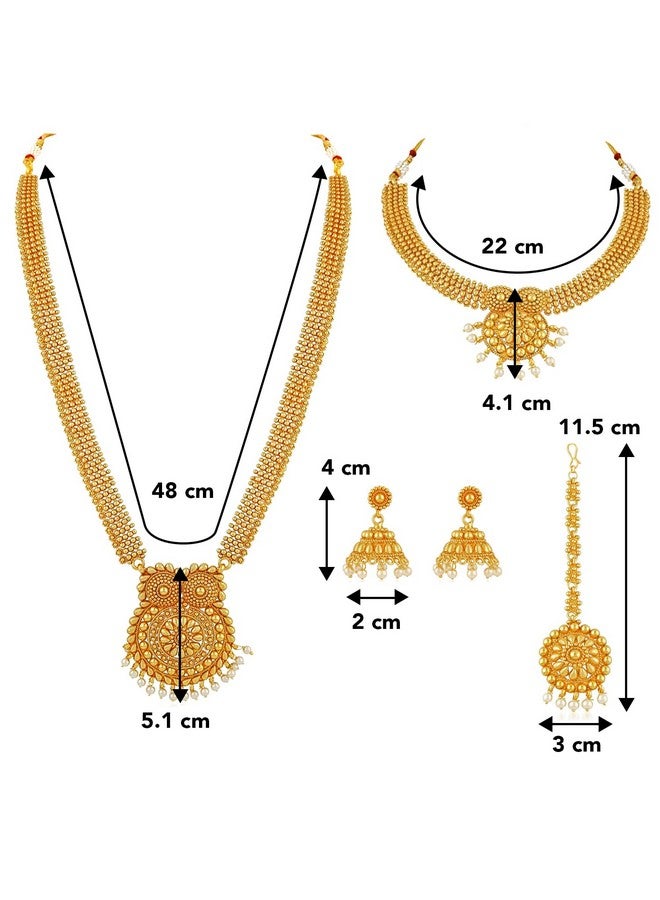 Peora Golden Indian Traditional Gold Plated Wedding Bridal Dulhan Jewellery Set Gift for Women Girls - Image 4