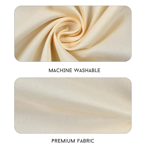 FRESH FROM LOOM طقم ملاءات سرير مقاس كوين من Loom - 240 TC، نسيج صلب سادة، مضاد للحساسية، يشمل 2 أغطية وسادة (المقاس- 90x95 بوصة | عاجي | صلب) - Image 3