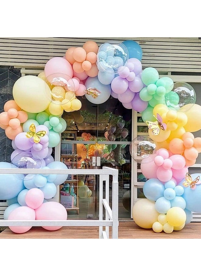 PartyWoo 140 Pcs Pastel Balloon Garland, Pack Of Pastel Colored Balloons, Balloons In Assorted Pastel Colors For Unicorn Birthday Decorations, Baby Shower Decorations, Wedding Decorations  - Image 1