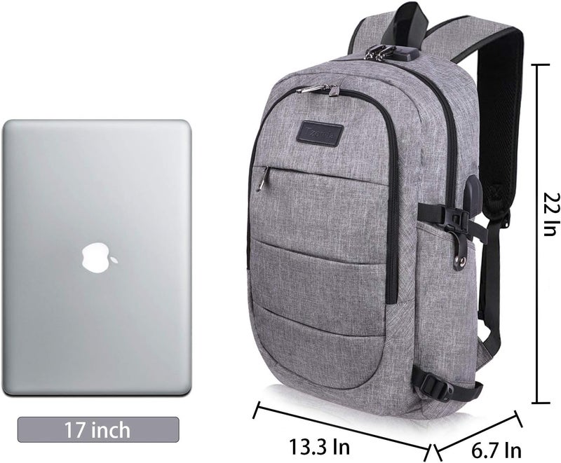 Tzowla Travel Laptop Backpack Water Resistant Anti-Theft Bag with USB Charging Port and Lock 17.3 Inch Computer Business Backpacks for Women Men College School Student Gift,Bookbag Casual Hiking Daypack - Image 5