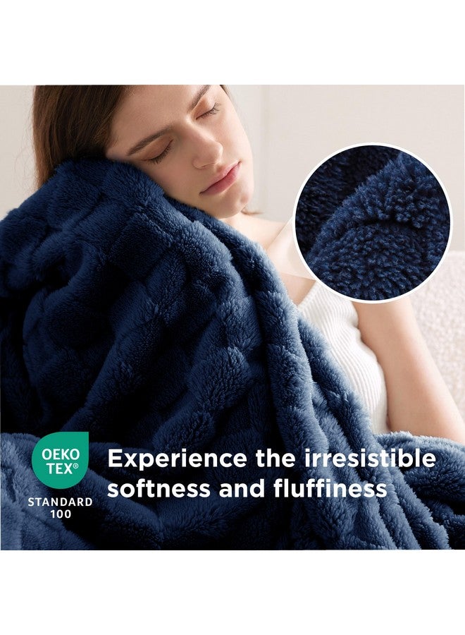 Bedsure Navy Blue Throw Blanket for Couch - Super Soft Cozy Blankets for Women, Cute Small Fleece Throws for Girls, 50x60 Inches - Image 3