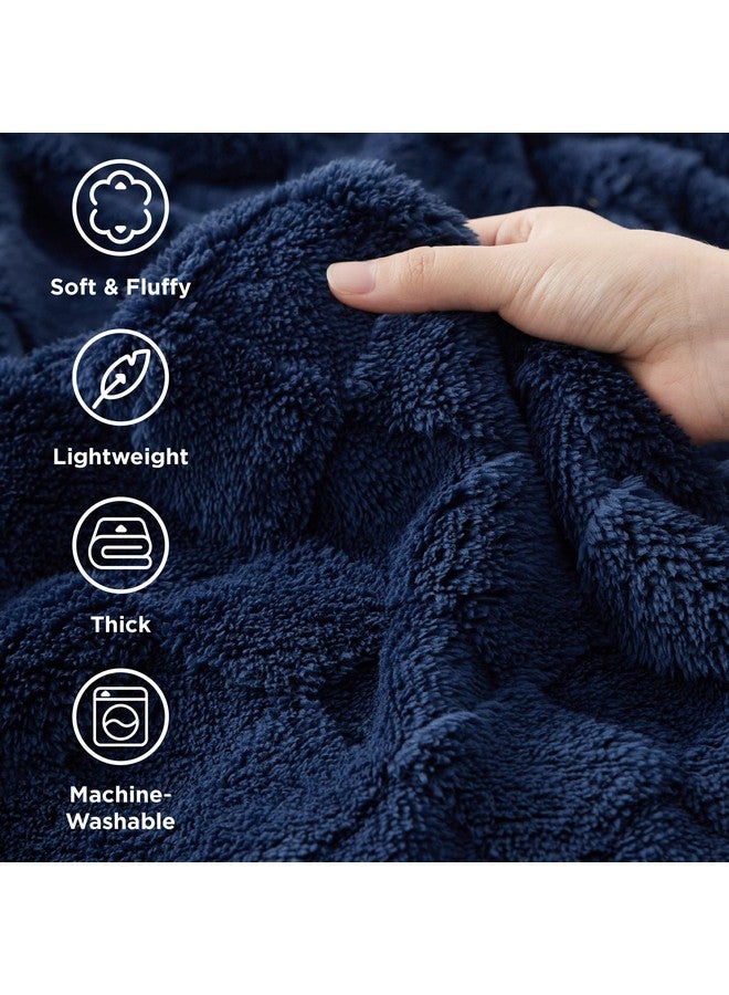 Bedsure Navy Blue Throw Blanket for Couch - Super Soft Cozy Blankets for Women, Cute Small Fleece Throws for Girls, 50x60 Inches - Image 2