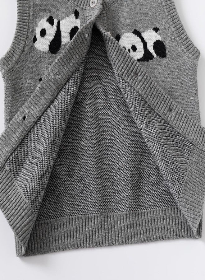 DaZhangGui Baby Boy Girl Knit Sweater Vest Toddler Cardigan Waistcoat,Adorable Panda (US, Age, 4 Years, 5 Years, A-Deep Red) - Image 4