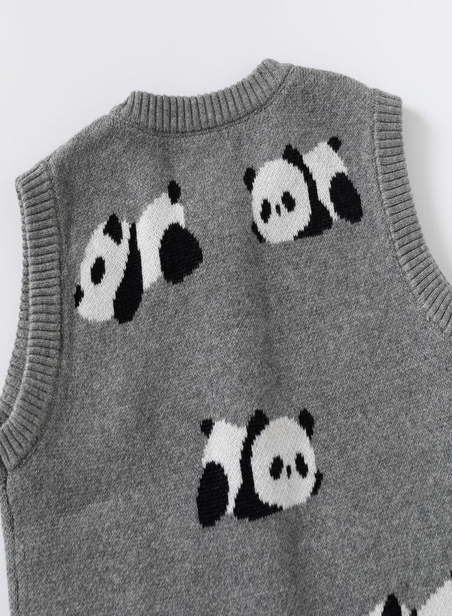 DaZhangGui Baby Boy Girl Knit Sweater Vest Toddler Cardigan Waistcoat,Adorable Panda (US, Age, 4 Years, 5 Years, A-Deep Red) - Image 5
