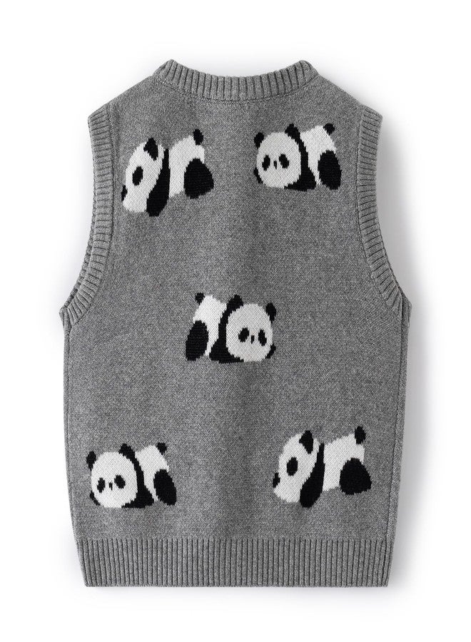 DaZhangGui Baby Boy Girl Knit Sweater Vest Toddler Cardigan Waistcoat,Adorable Panda (US, Age, 4 Years, 5 Years, A-Deep Red) - Image 2