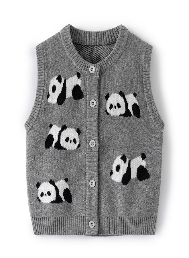 DaZhangGui Baby Boy Girl Knit Sweater Vest Toddler Cardigan Waistcoat,Adorable Panda (US, Age, 4 Years, 5 Years, A-Deep Red) - Image 1