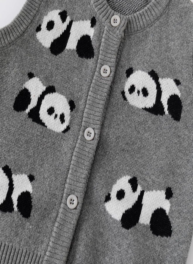 DaZhangGui Baby Boy Girl Knit Sweater Vest Toddler Cardigan Waistcoat,Adorable Panda (US, Age, 4 Years, 5 Years, A-Deep Red) - Image 3