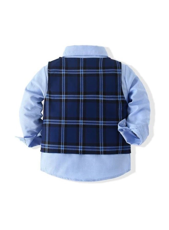 PureMilk Baby Toddler Boy Formal Gentleman Tuxedo Outfits Sets 1-5 Years, Blue, 12-18 Months - Image 3