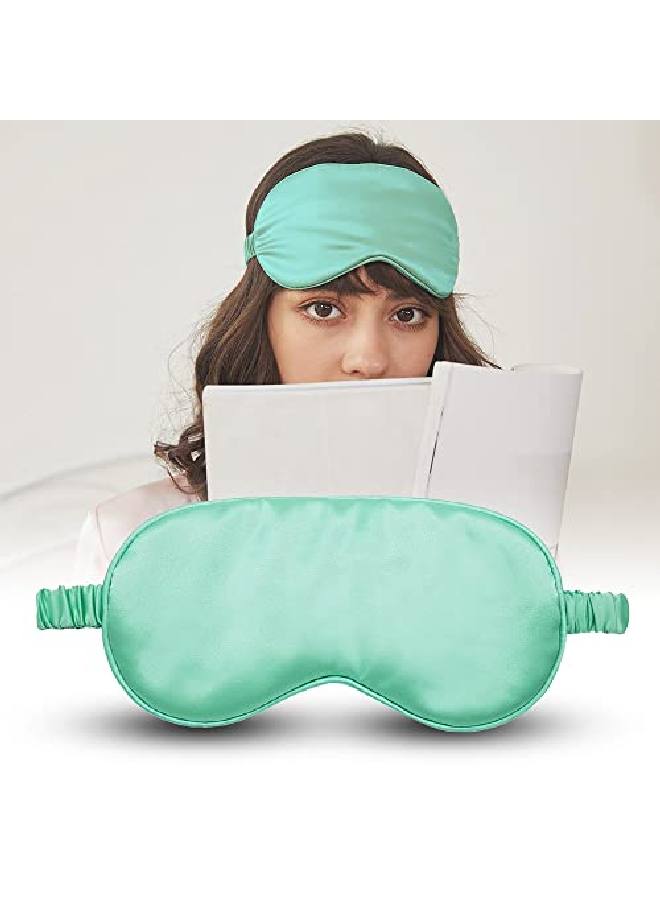 Jenna ™ Cute Sleeping Eye Shade Mask Cover for Insomnia Meditation Puffy Eyes and Dark Circles Silk Plain Green - Image 1