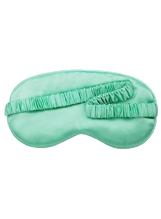 Jenna ™ Cute Sleeping Eye Shade Mask Cover for Insomnia Meditation Puffy Eyes and Dark Circles Silk Plain Green - Image 4
