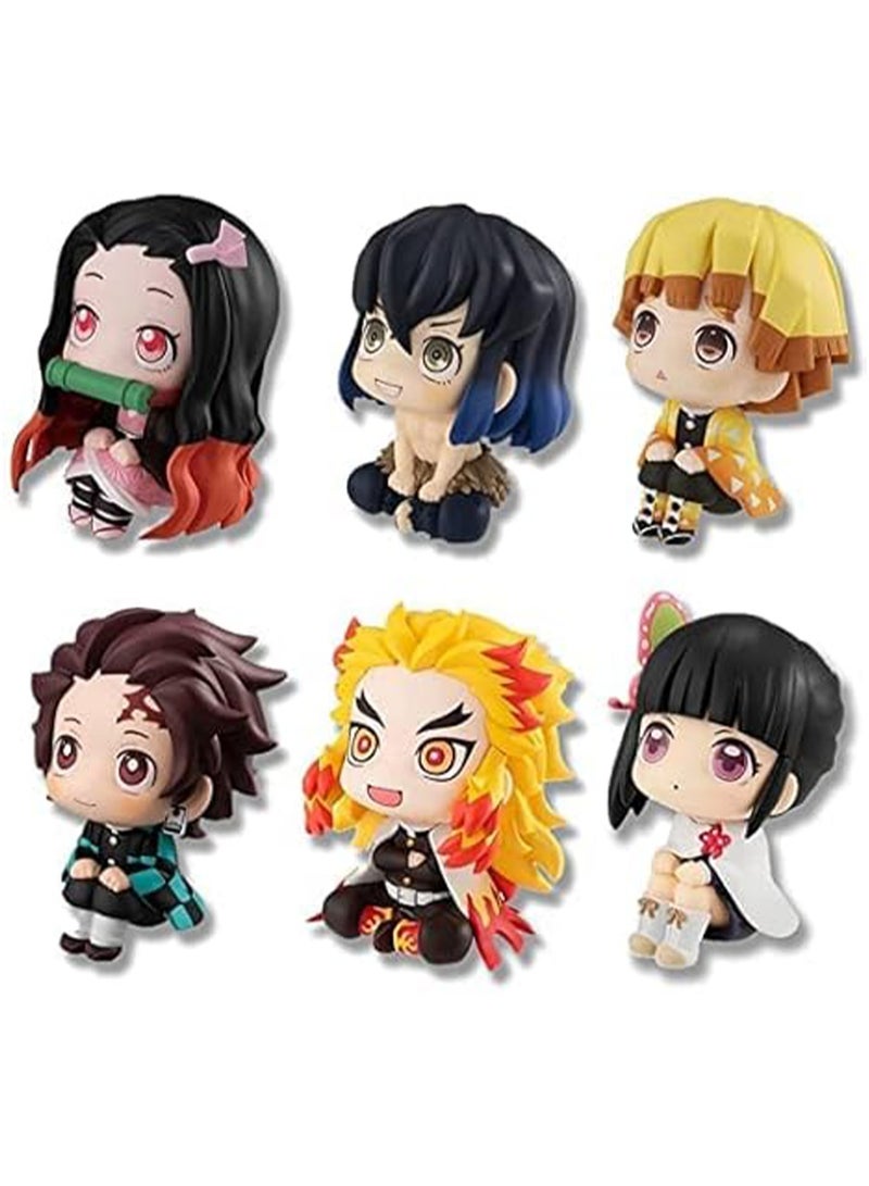 Demon Slayer Model Tanjiro Nezuko Kyojuro Anime Toy, PVC Model Toy Model Game Model Anime Fan Collection 3.7 Inch (6 Pieces)  - Image 1