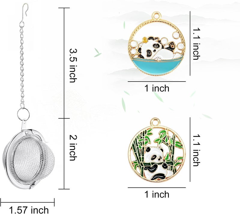 YOIYINI 2Pcs Stainless Steel Mesh Tea Infuser, 2.1 inch Tea Ball with Panda Pendant,Tea Strainer Tea Diffuser Tea Steeper for Filtering Tea,Tea Infusers for Loose Tea (Panda, 2PC) - Image 2