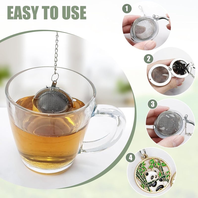 YOIYINI 2Pcs Stainless Steel Mesh Tea Infuser, 2.1 inch Tea Ball with Panda Pendant,Tea Strainer Tea Diffuser Tea Steeper for Filtering Tea,Tea Infusers for Loose Tea (Panda, 2PC) - Image 3