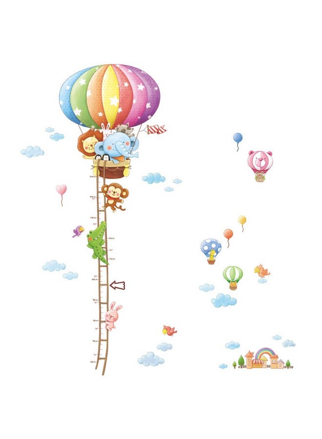 DECOWALL BS-1606 Animal Hot Air Balloon Height Growth Chart Kids Wall Stickers Wall Decals Peel and Stick Removable Wall Stickers for Kids Nursery Bedroom Living Room d?cor - Image 1
