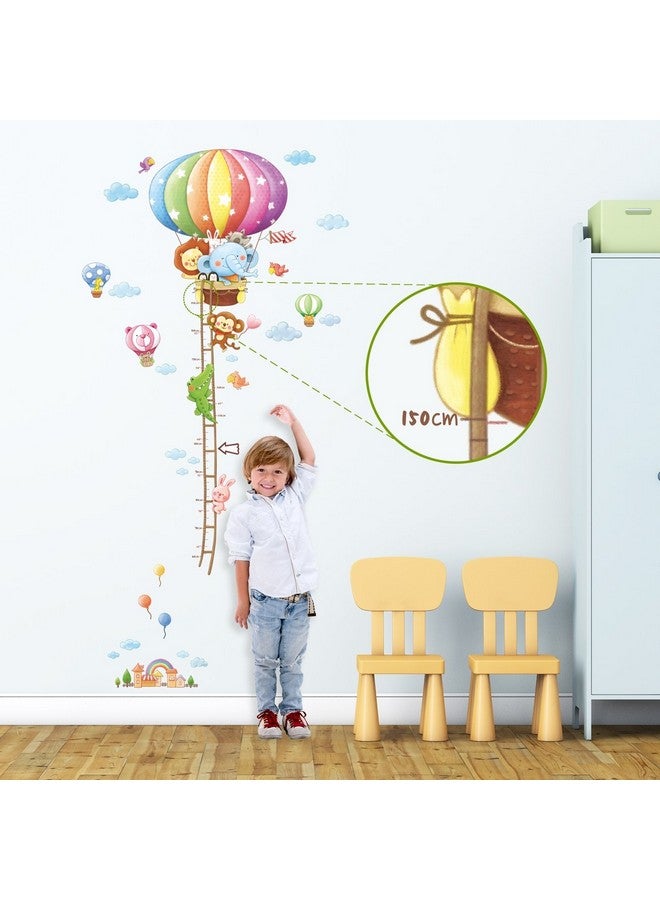 DECOWALL BS-1606 Animal Hot Air Balloon Height Growth Chart Kids Wall Stickers Wall Decals Peel and Stick Removable Wall Stickers for Kids Nursery Bedroom Living Room d?cor - Image 2