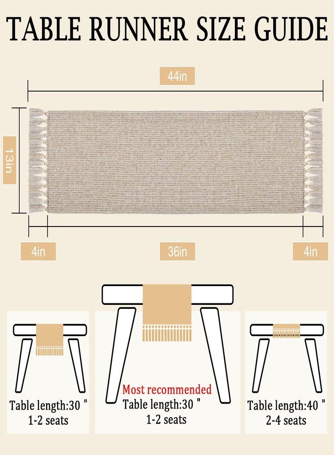 yuboo Boho Dresser Runner for Bedroom 36 Inch, Short Table Runner with Tassels, Small Farmhouse Dresser Top Cover for Nightstand, End Table, Coffee Table, Rustic Beige Bedroom Decor - Image 4
