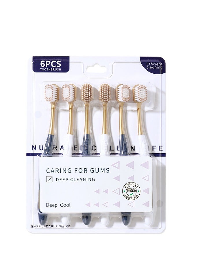 الرأس العريضة المطورة للبالغين الشعر اللين فرشاة الأسنان، فرشاة الأسنان اليدوية للبالغين (6 قطع في كل صندوق)، العناية بالأسنان واللثة، المظهر الأنيق (مجموعة واحدة)