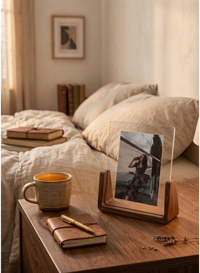 بالمعنى براويز صور خشبية ريفية - إطار صور بقاعدة من خشب الجوز وغطاء أكريليك (5×7 بوصة) - Image 2