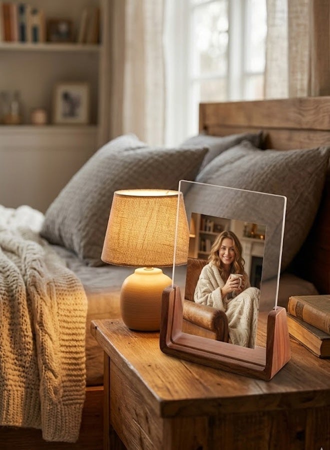 بالمعنى براويز صور خشبية ريفية - إطار صور بقاعدة من خشب الجوز وغطاء أكريليك (5×7 بوصة) - Image 3