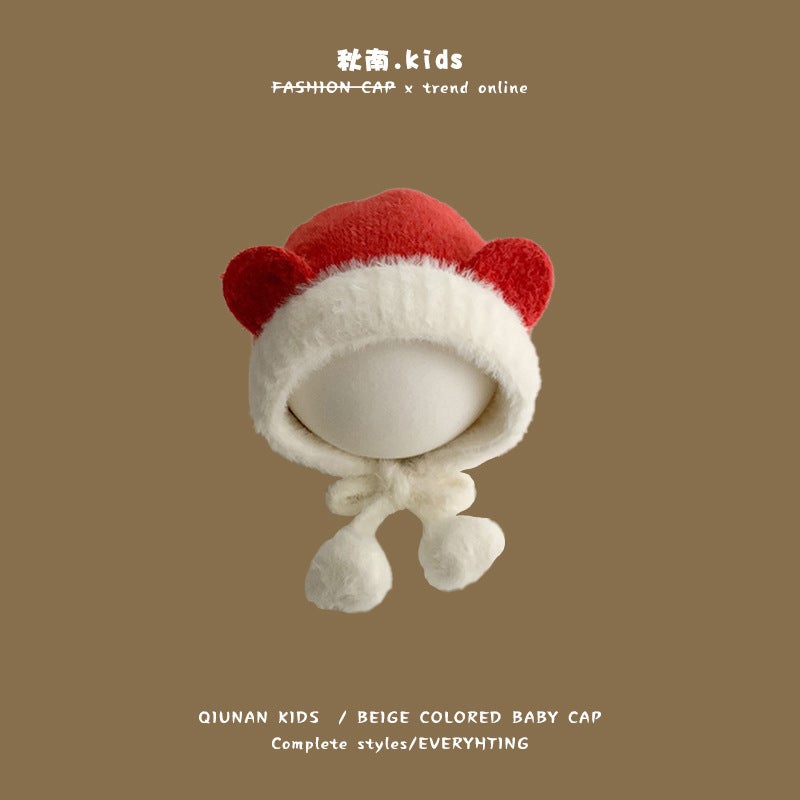 Kids Winter Knit Cap 2022 Warm Baby Wool Hat Cat ear Burr cap 38-48cm (recommended 3 months -2 years old)