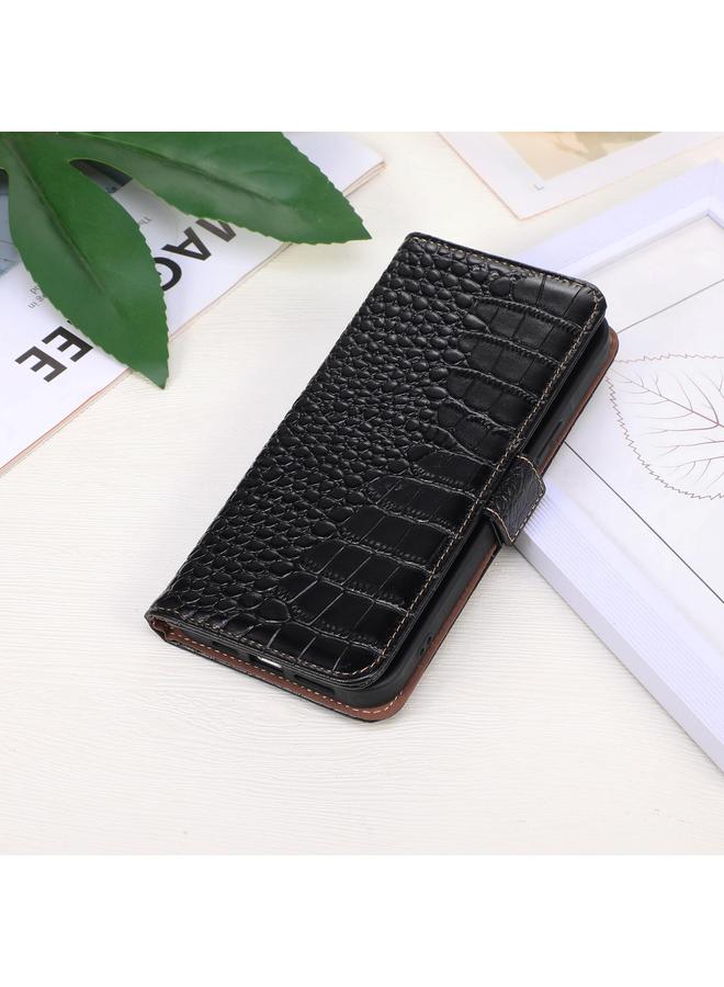 اس-توب جراب لهاتف OnePlus Ace 5 Pro / Ace 5 مصنوع من جلد البقر بطبقة علوية من جلد التمساح - Image 2