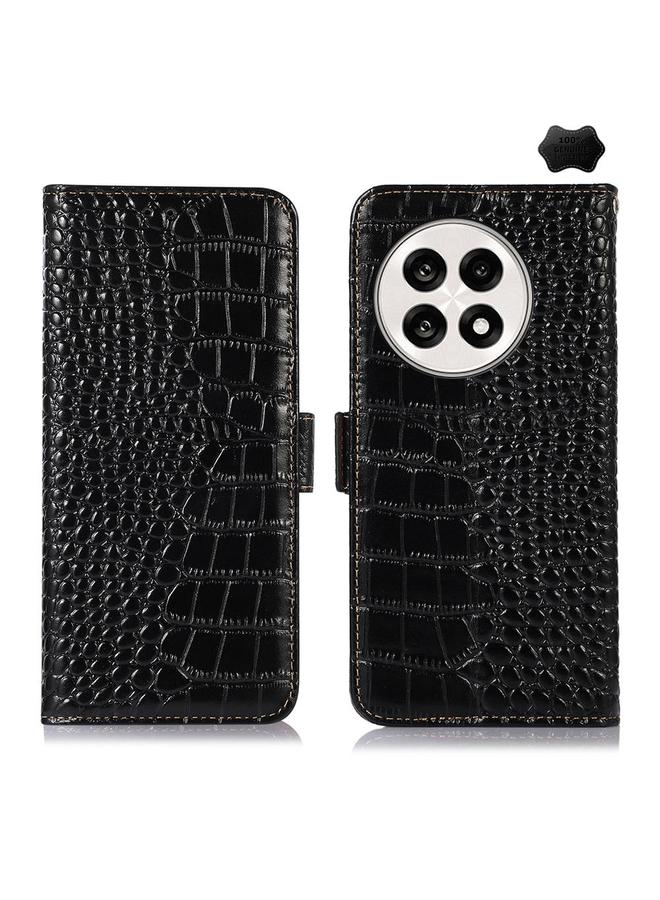 اس-توب جراب لهاتف OnePlus Ace 5 Pro / Ace 5 مصنوع من جلد البقر بطبقة علوية من جلد التمساح - Image 1