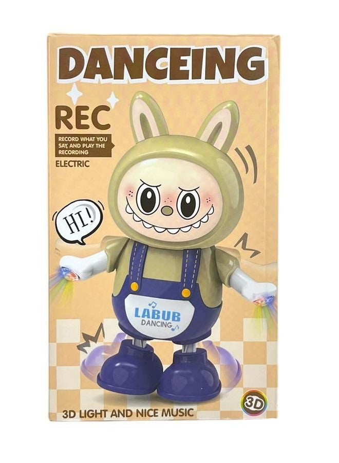 Monster Doll Battery Operated Dancing Rabbit Toy with Light and Sound LABUBU Talking and Speech Repeatin