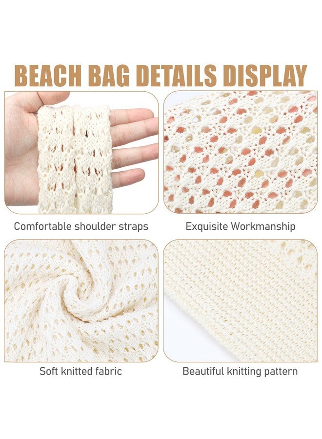 hatisan Crochet Bags for Women Summer Beach Tote Bag Aesthetic Tote Bag Hippie Bag Knit Bag (Beige) - Image 5