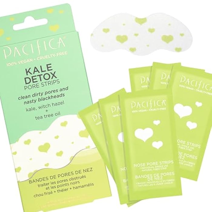 Pacifica - Blackhead Remover Strips Nose Strips - Kale Detox Skin Care - Deep Pore Cleansing Nose Strips w/Instant Pore Unclogging - Oil-Free, Non-Comedogenic Vegan, Clean Beauty Dermatologist Tested - Image 1