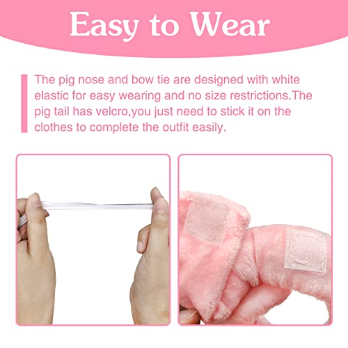 Bvrbaory Pig Costume Set,Pig Ears Headband,Tail,Nose,Bow Tie,Animal Fancy Costume Accessories,Pink Pig Cosplay Set for Kids Christmas,Dress up Party - Image 4