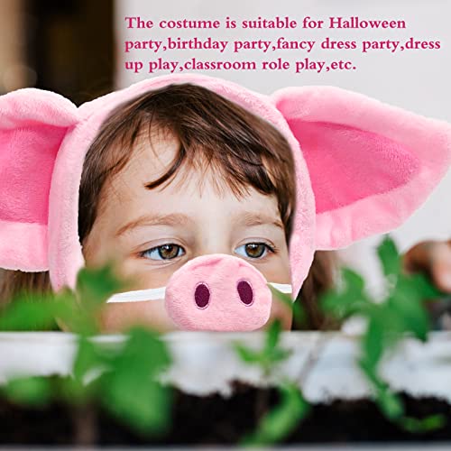 Bvrbaory Pig Costume Set,Pig Ears Headband,Tail,Nose,Bow Tie,Animal Fancy Costume Accessories,Pink Pig Cosplay Set for Kids Christmas,Dress up Party - Image 5