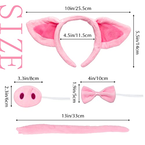 Bvrbaory Pig Costume Set,Pig Ears Headband,Tail,Nose,Bow Tie,Animal Fancy Costume Accessories,Pink Pig Cosplay Set for Kids Christmas,Dress up Party - Image 2