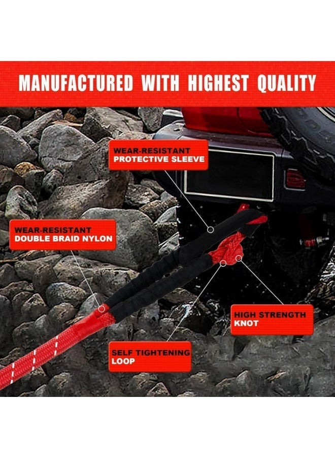 أوزيغالور حبل سحب للإنقاذ من نوع Kinetic Recovery بسعة 36000 رطل مزود بحلقة ربط مرنة، 25 مم × 9 أمتار، حزام سحب شديد التحمل، مرونة بنسبة 35٪، مجموعة أدوات إنقاذ للطرق الوعرة مخصصة لسيارات الجيب والشاحنات ومركبات ATV وUTV وSUV، أحمر - Image 2