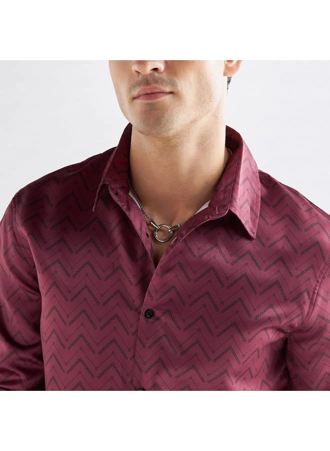 Splash FAV Printed Satin Evening Shirt