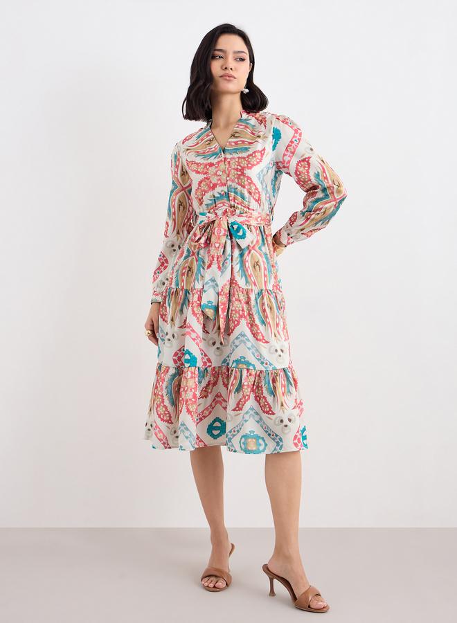 Styli All Over Print Tiered Midi Dress - Image 2