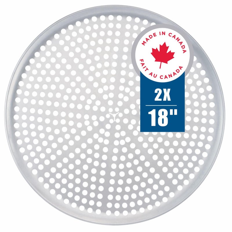 Norjac Pizza Pan with Holes 18 Inch 2 Pack Aluminum Pans for Oven Round RustFree  HeavyDuty Perforated Baking Tray for Crispy Crust