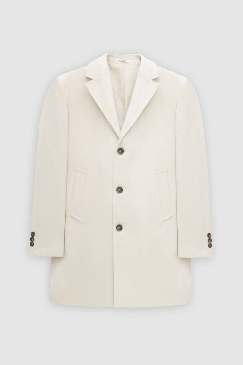 D'S DAMAT Ds Damat Regular Fit Ecru Mono Collar Cashmere Coat 5HF08ORT10000  - Image 5