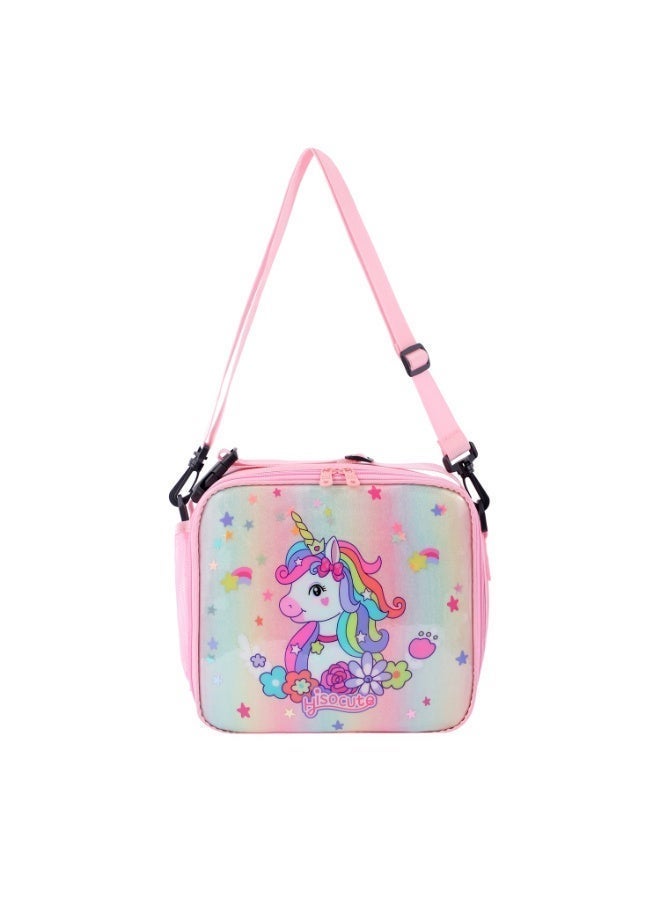Hisocute Kids Lunch Bag - Insulated Lunch Bag for Girls, Durable Water-Resistant Fabric, Zippered Pockets, Water Bottle Holder, Snack Bag, Pink - Image 5